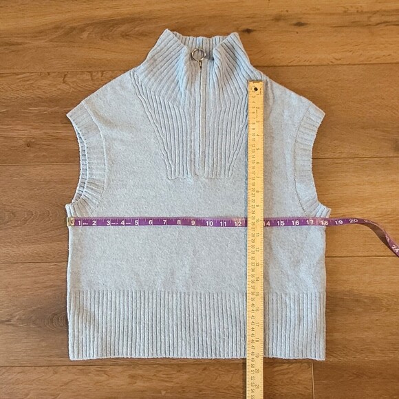 Sweater Vest Sz Small Blue Quarter Zip Pullover Soft Stretch Knit Pink Rose S - Picture 5 of 7
